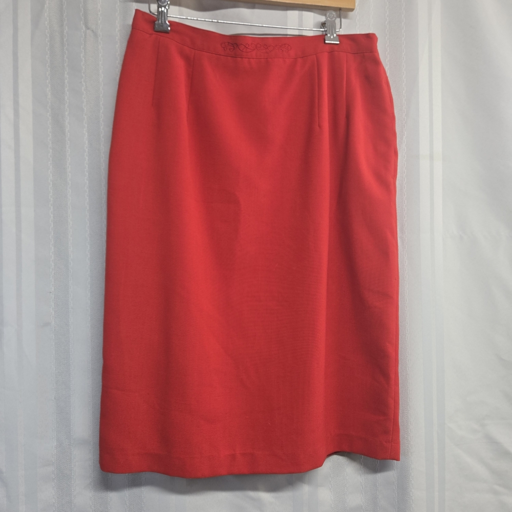 Red Women's Pencil Skirt - Classic High Waist SIZE 14